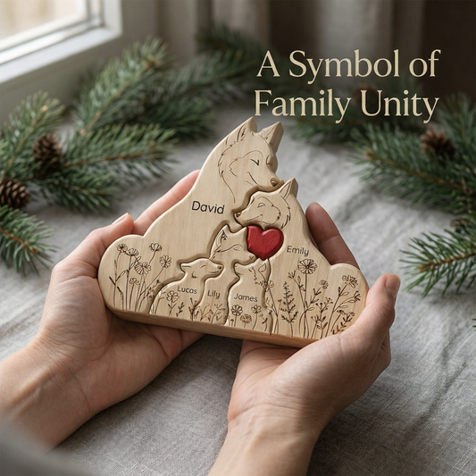 Personalized Wolf Family Wooden Plaque – Custom Names Home Decor Gift
