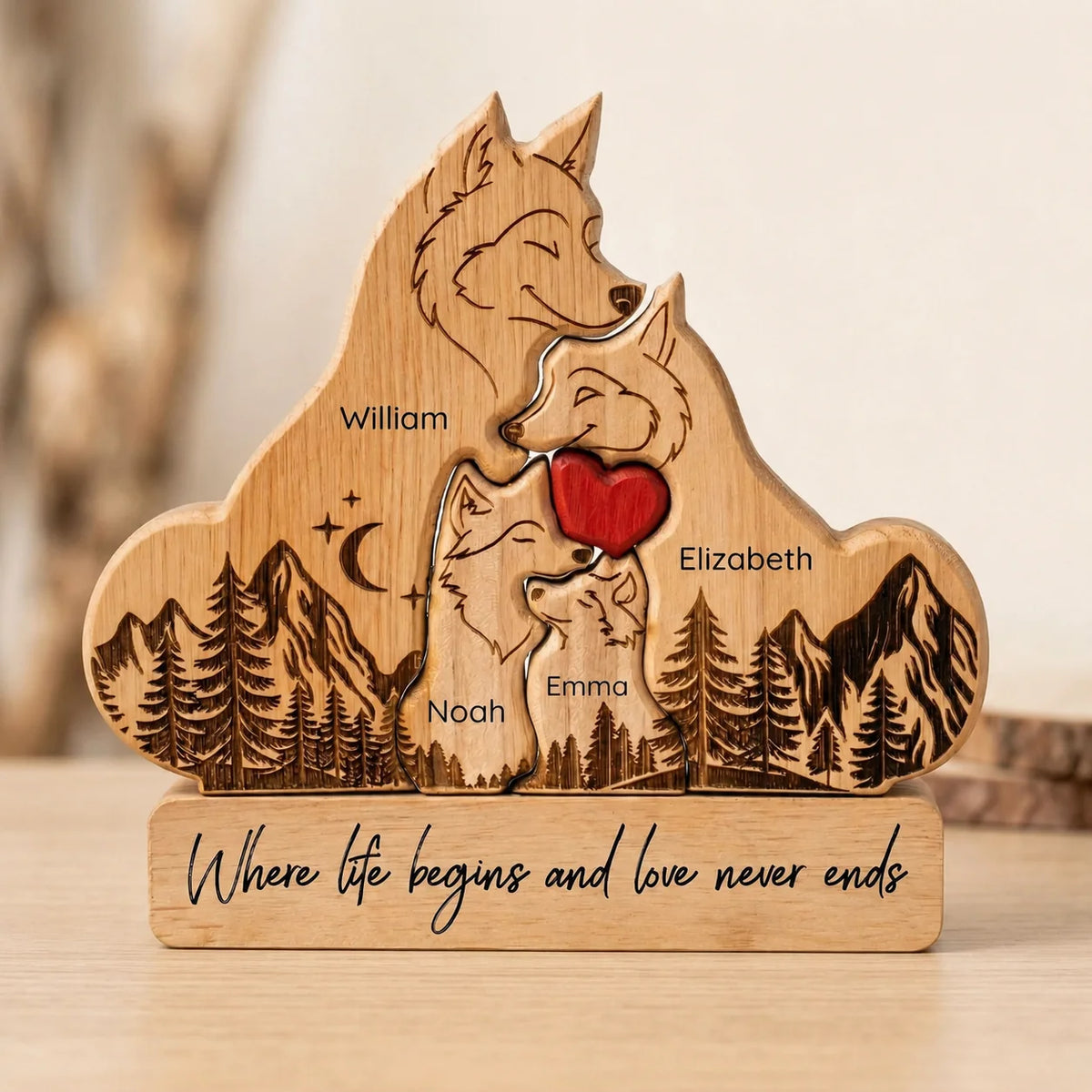 Personalized Wolf Family Plaque