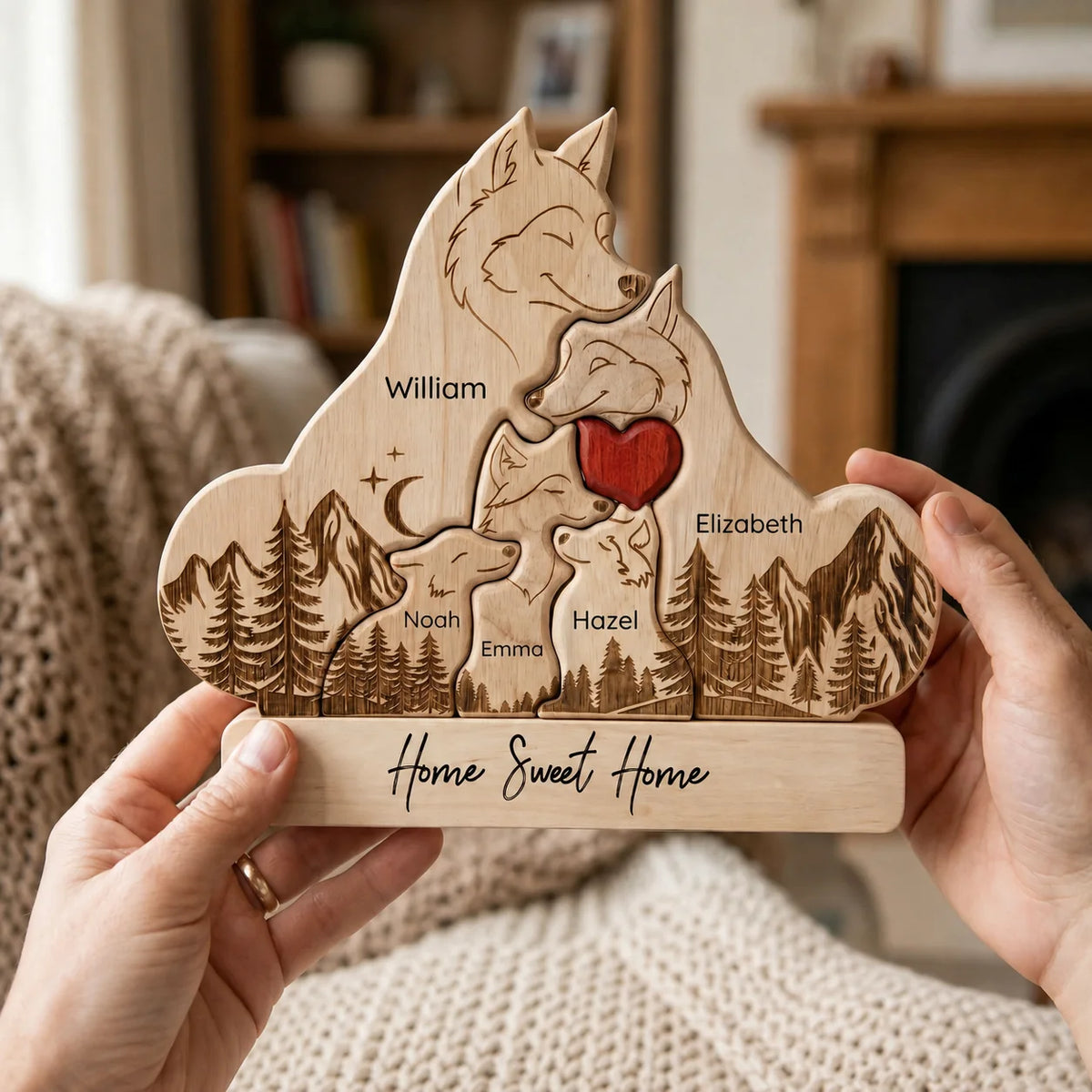 Personalized Wolf Family Plaque
