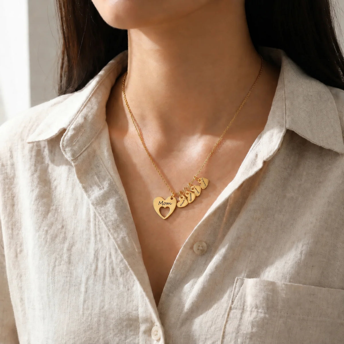 Personalized Heart Name Charm Necklace