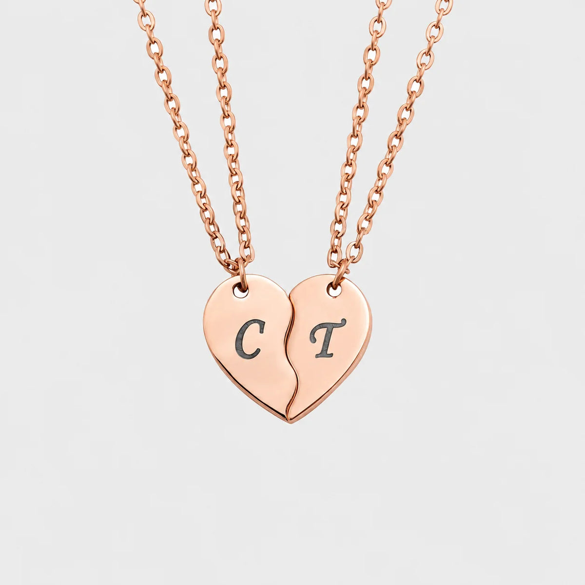 Personalized Split Heart Necklace Set