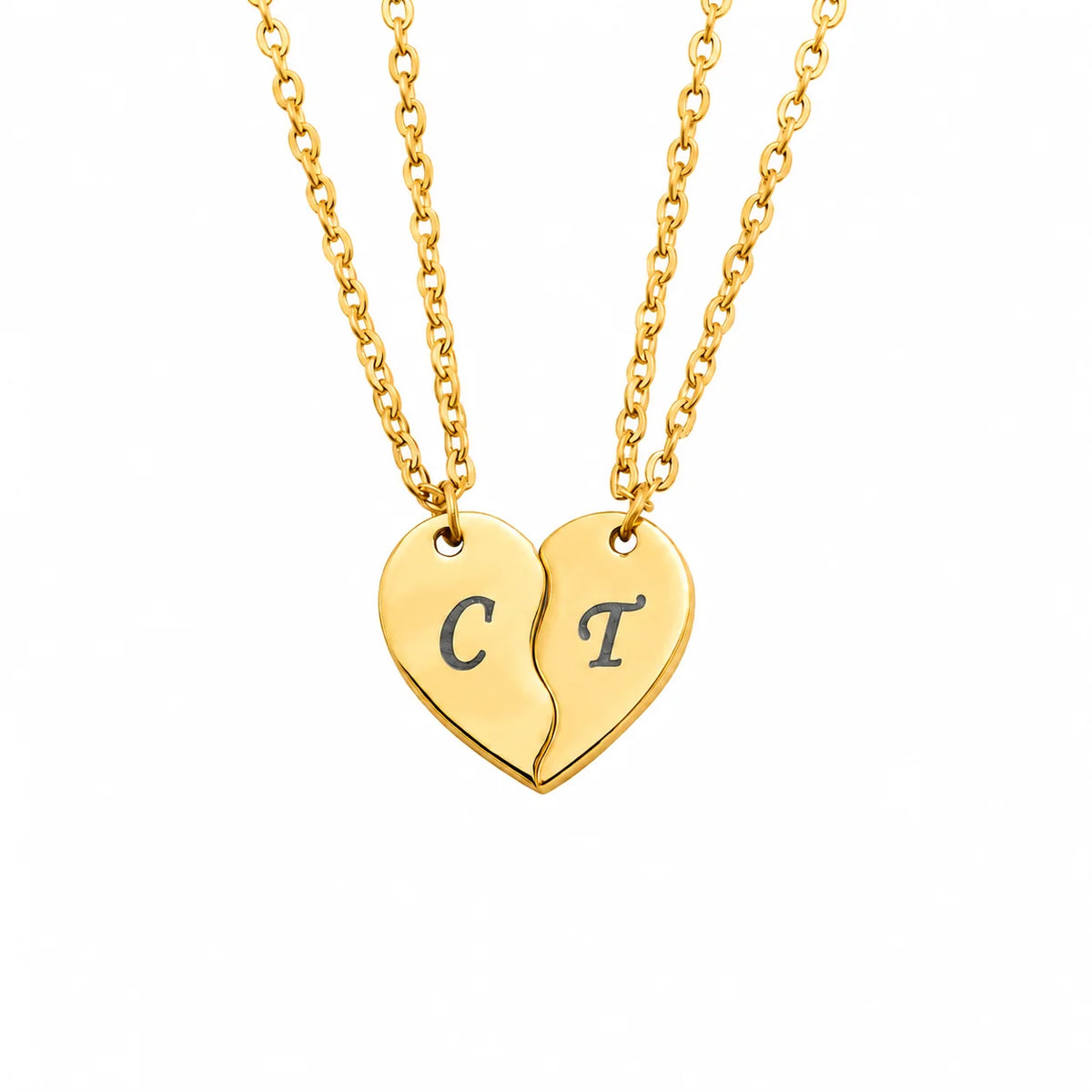 Personalized Split Heart Necklace Set