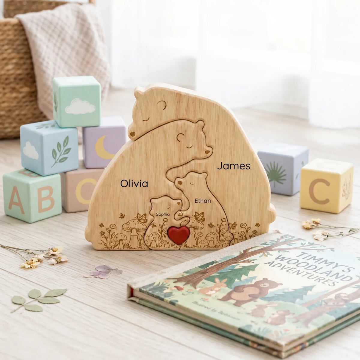Personalized Bear Family Keepsake – Cottage Garden
