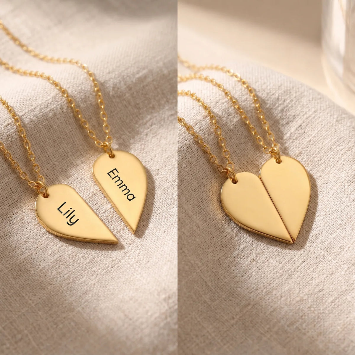 Personalized Mother & Daughter Split Heart Necklace
