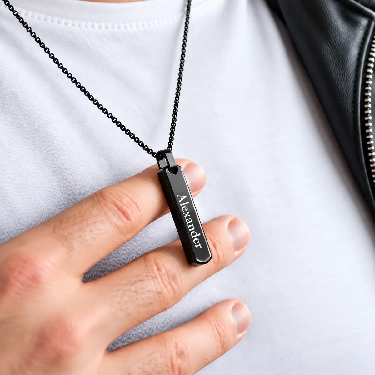 Personalized Engraved Bar Necklace for Dad