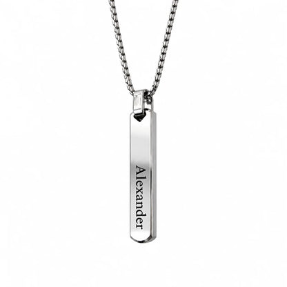 Personalized Engraved Bar Necklace for Dad