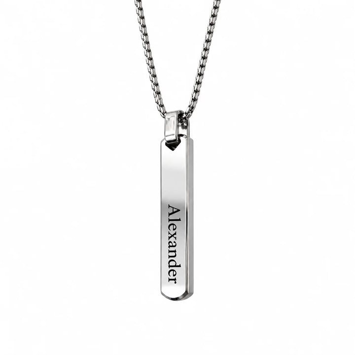 Personalized Engraved Bar Necklace for Dad