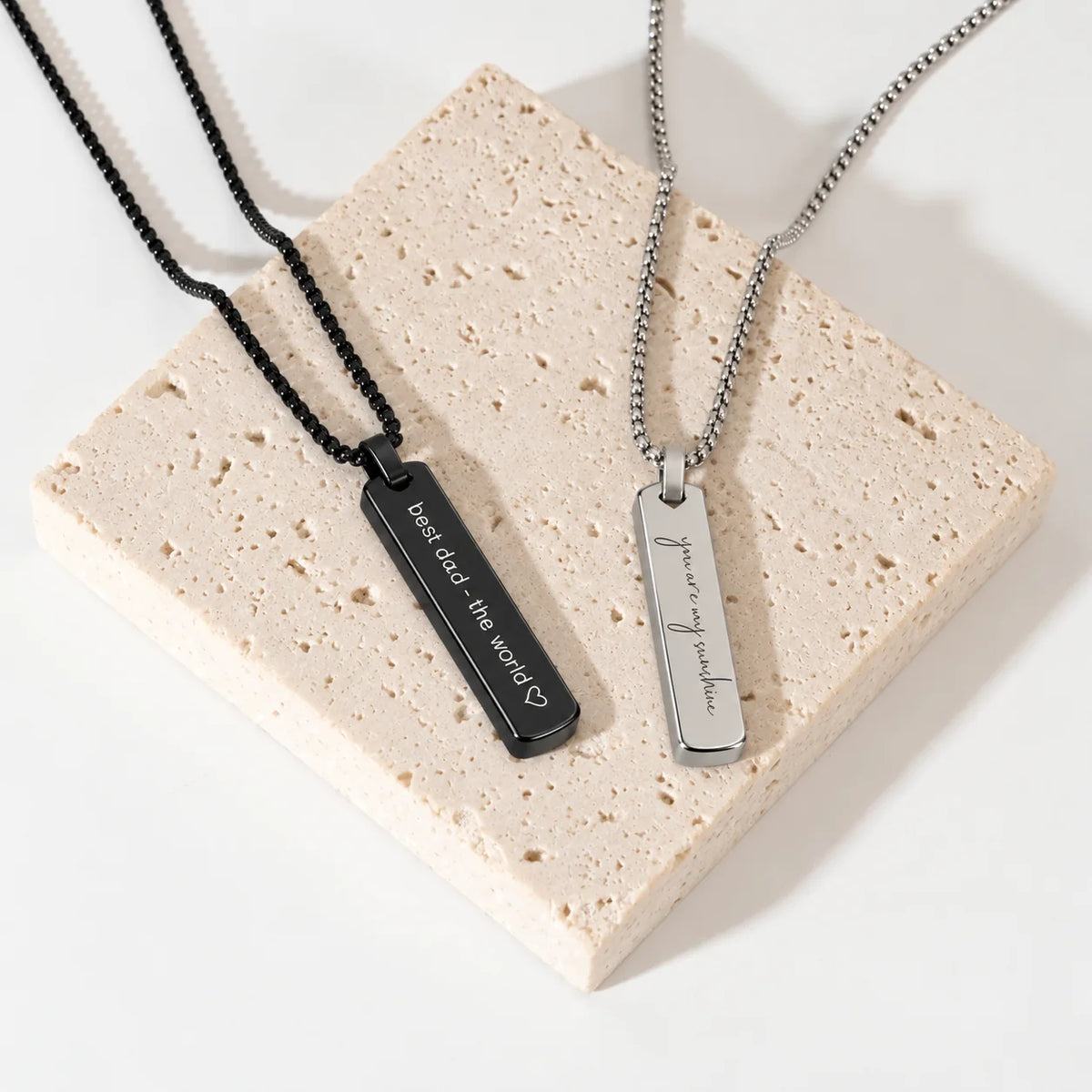 Personalized Engraved Bar Necklace for Dad