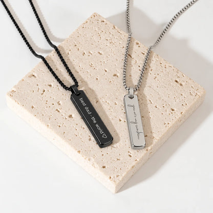 Personalized Engraved Bar Necklace for Dad