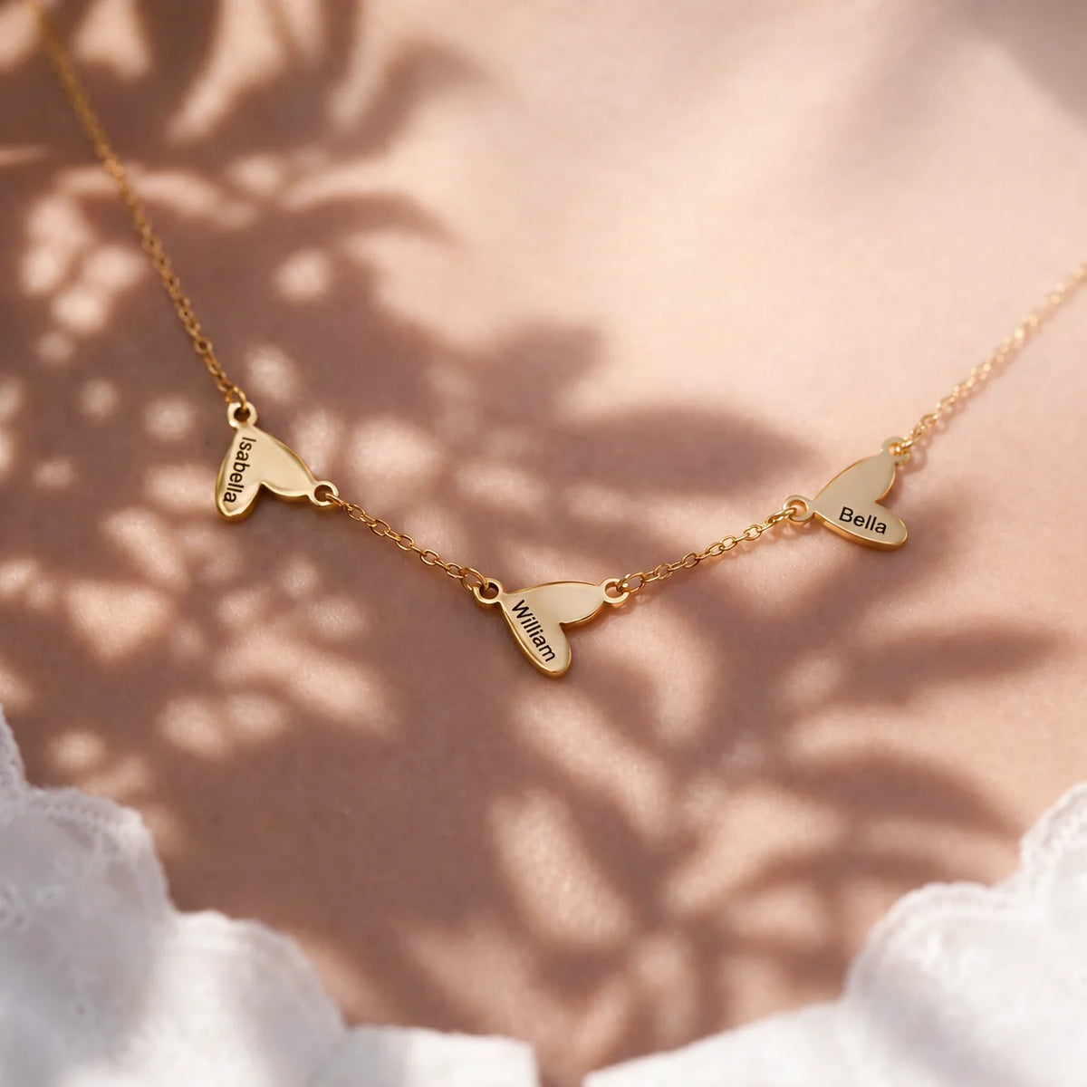 Personalized Heart Name Necklace – 1–5 Charms