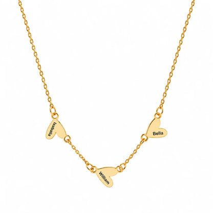 Personalized Heart Name Necklace – 1–5 Charms