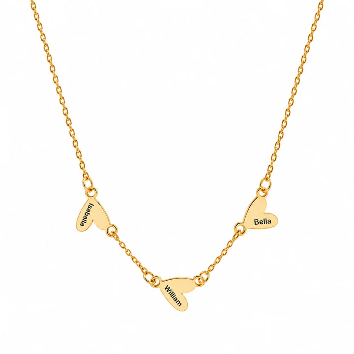 Personalized Heart Name Necklace – 1–5 Charms