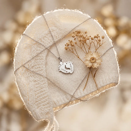 Personalized Baby Footprint Name Necklace