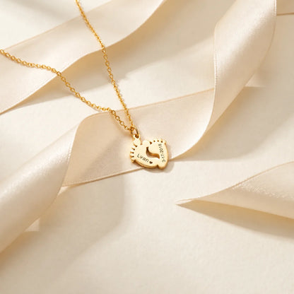 Personalized Baby Footprint Name Necklace