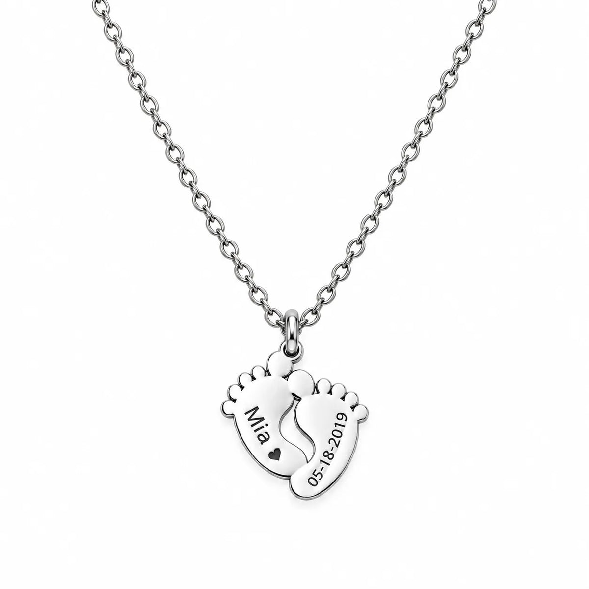 Personalized Baby Footprint Name Necklace