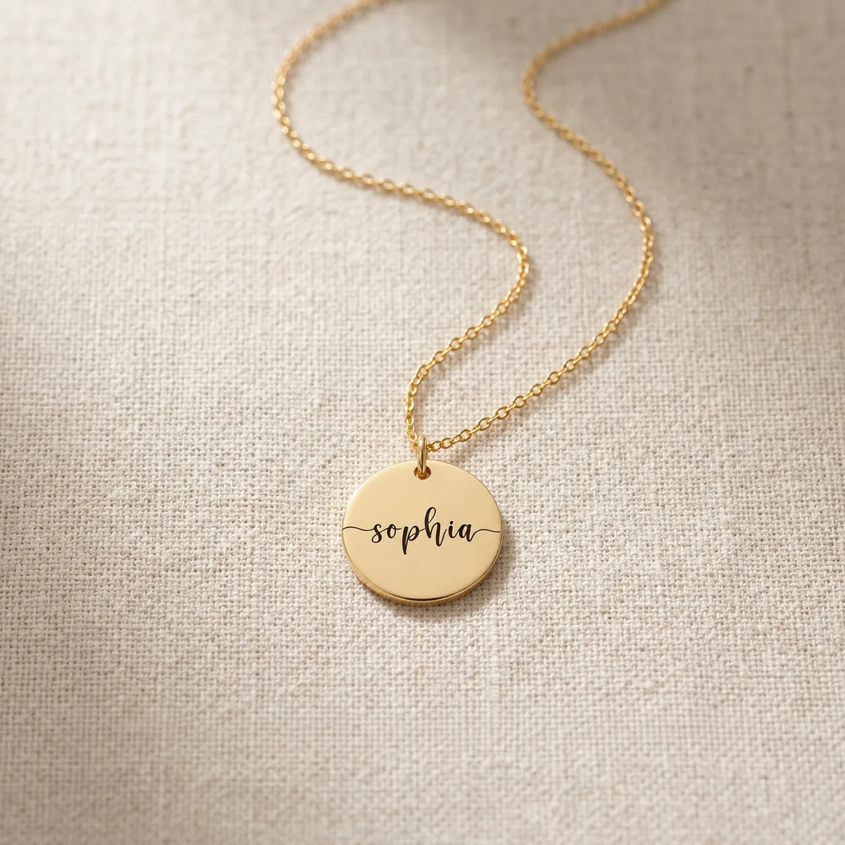 Personalized Wavy Edge Name Disc Necklace
