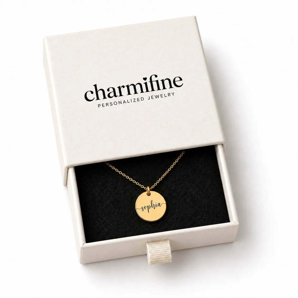 Personalized Wavy Edge Name Disc Necklace