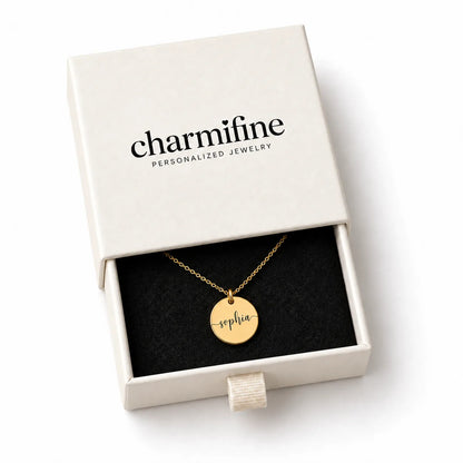 Personalized Wavy Edge Name Disc Necklace