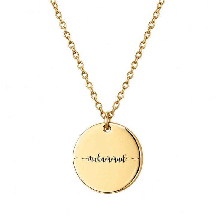 Personalized Wavy Edge Name Disc Necklace