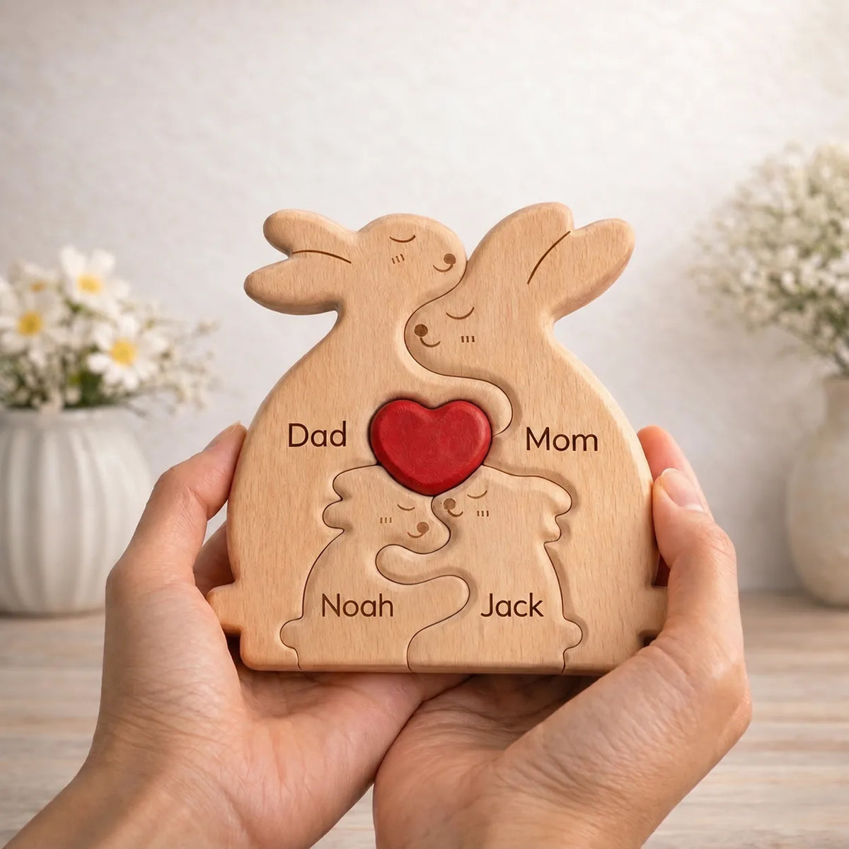 Personalized Rabbit Family Keepsake – Heart Together