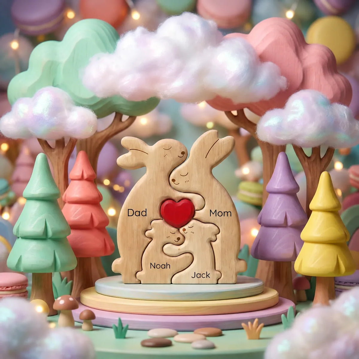 Personalized Rabbit Family Keepsake – Heart Together