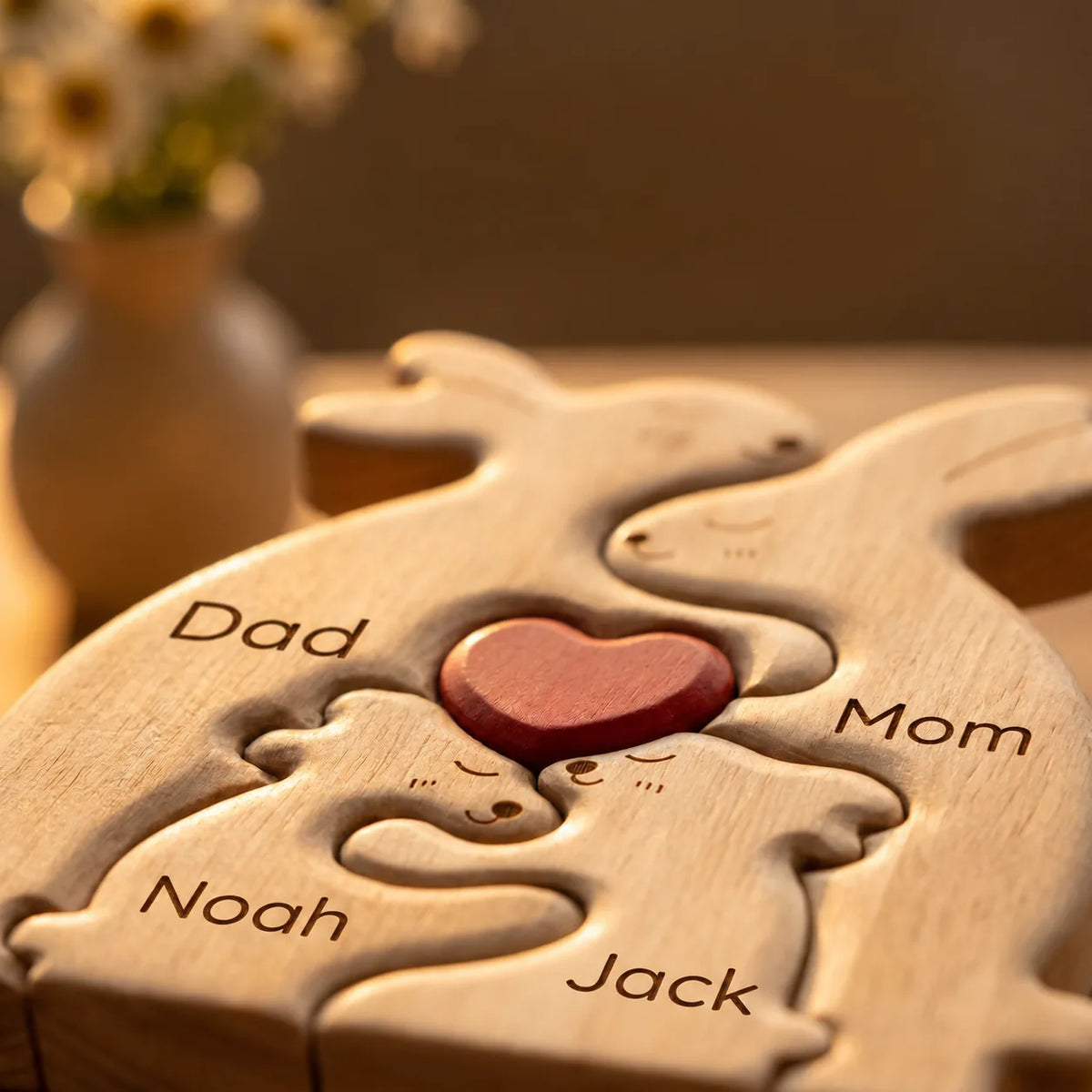 Personalized Rabbit Family Keepsake – Heart Together