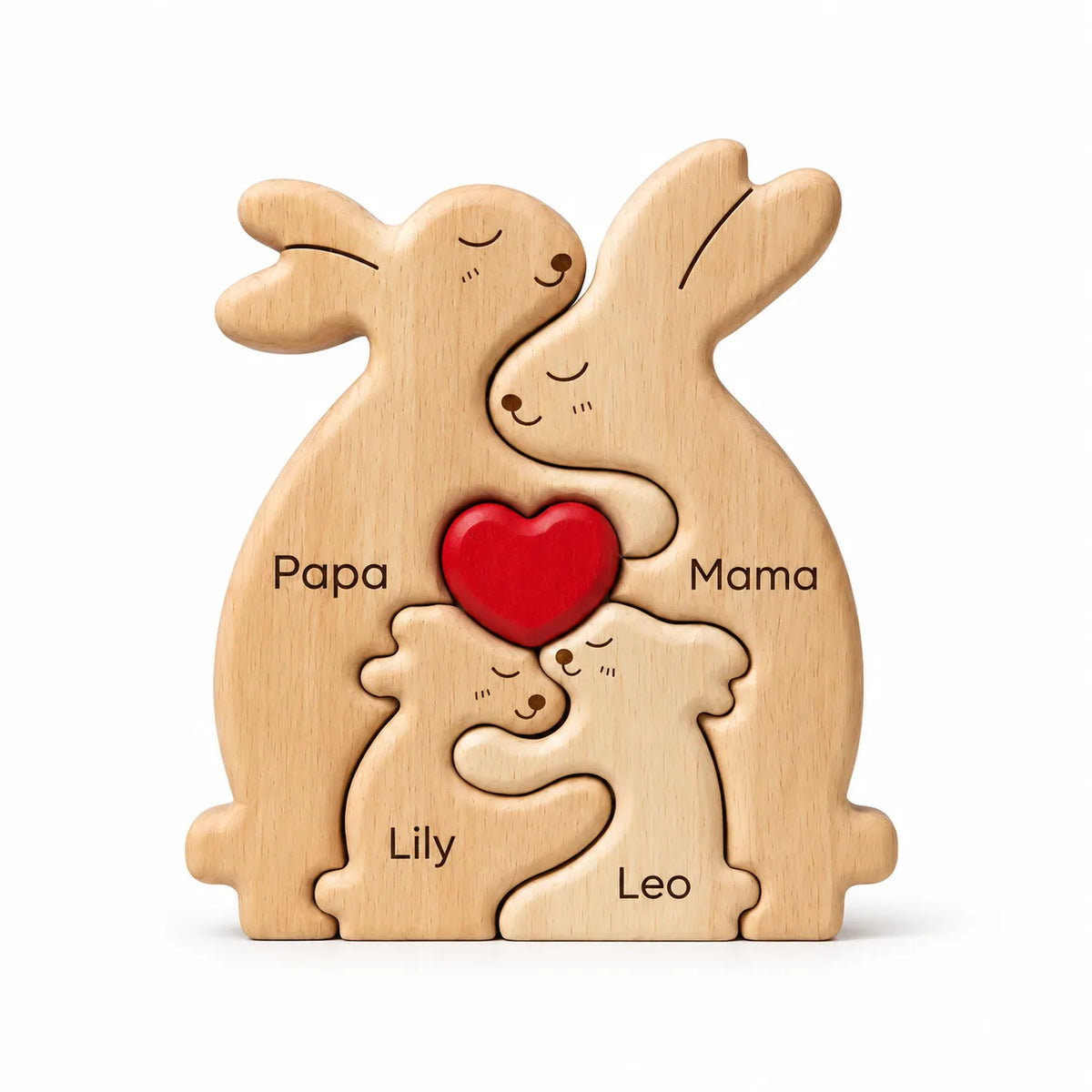 Personalized Rabbit Family Keepsake – Heart Together