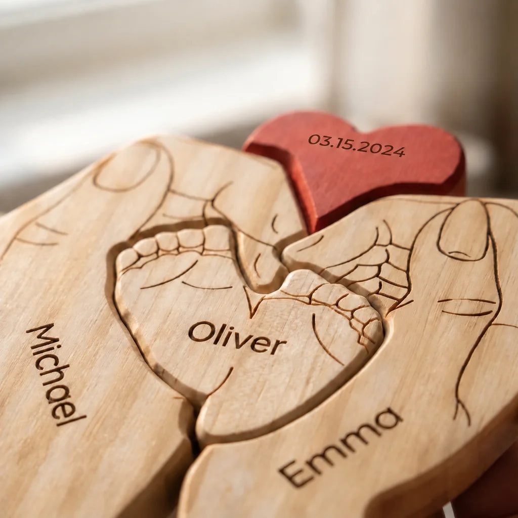 Personalized Family Hands Keepsake – Heart & Names