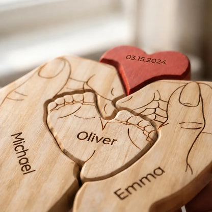 Personalized Family Hands Keepsake – Heart & Names