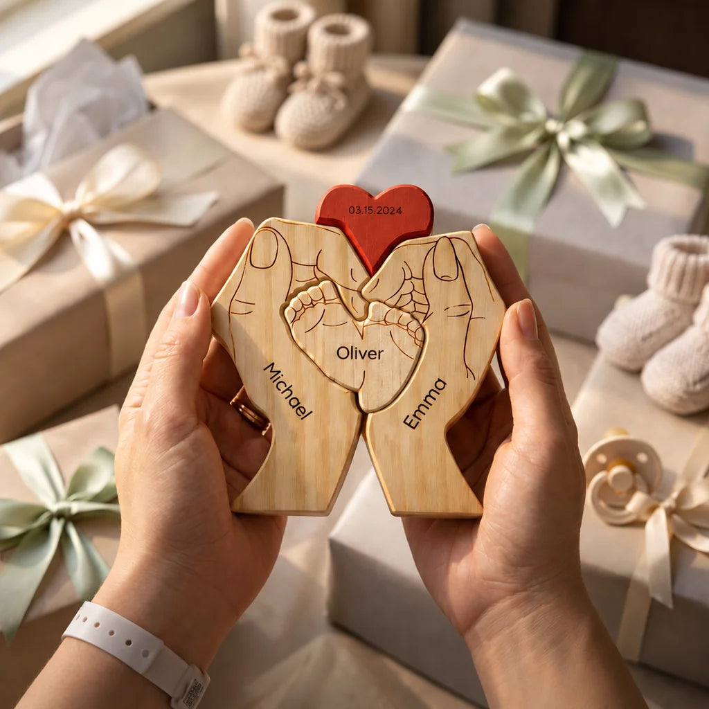 Personalized Family Hands Keepsake – Heart & Names
