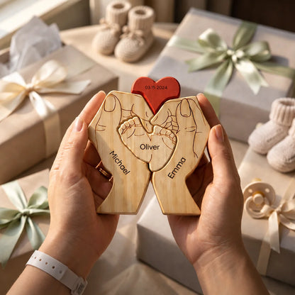 Personalized Family Hands Keepsake – Heart & Names