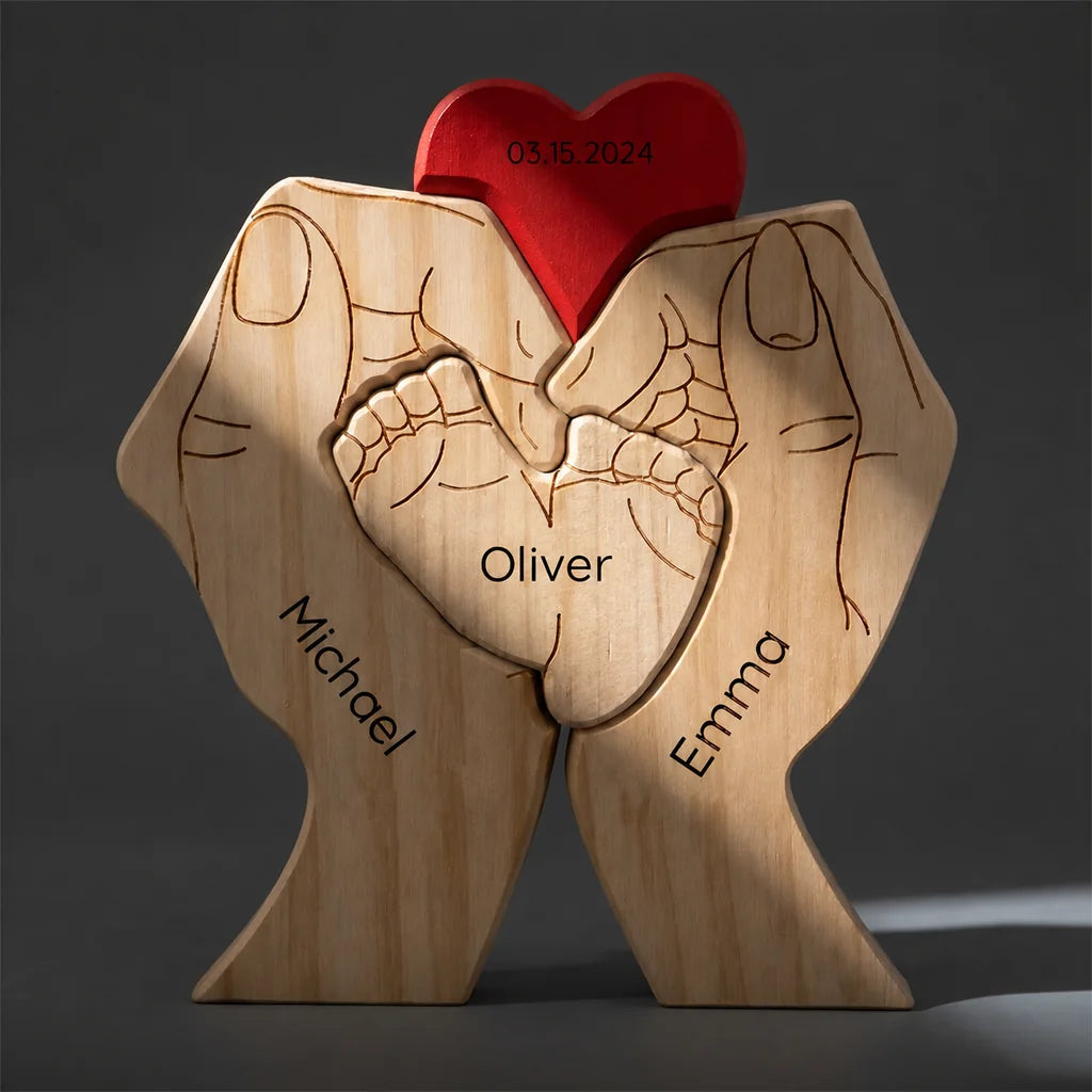 Personalized Family Hands Keepsake – Heart & Names