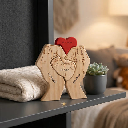 Personalized Family Hands Keepsake – Heart & Names