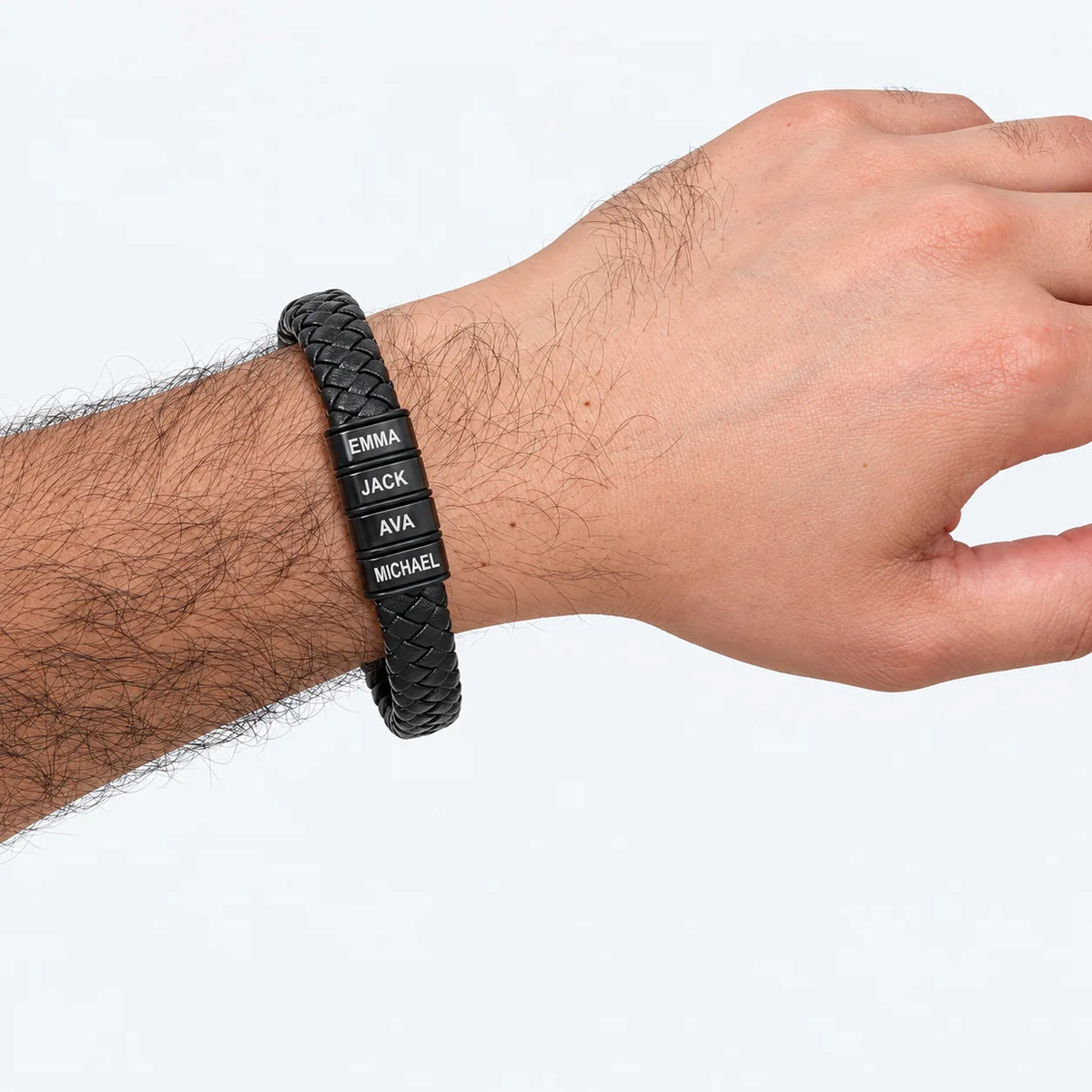 Personalized Dad Family Name Bead Leather Bracelet