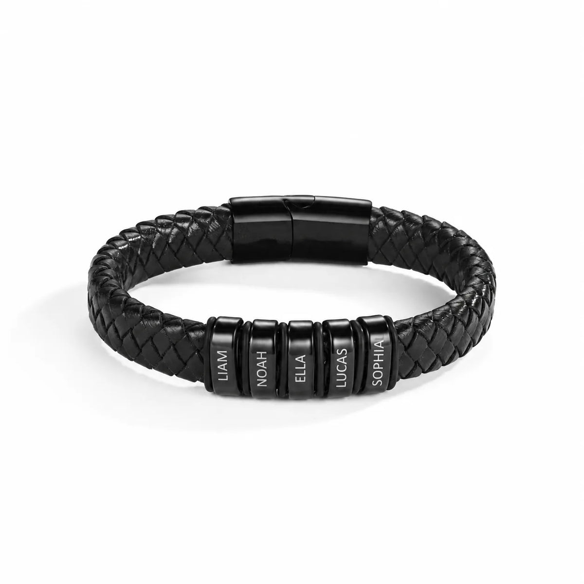 Personalized Dad Family Name Bead Leather Bracelet