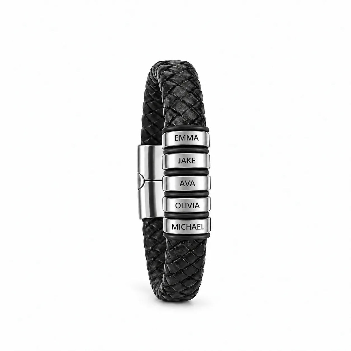 Personalized Dad Family Name Bead Leather Bracelet
