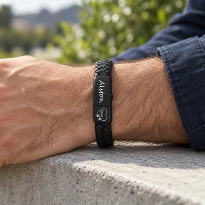 Personalized Memorial Ashes Leather Bracelet