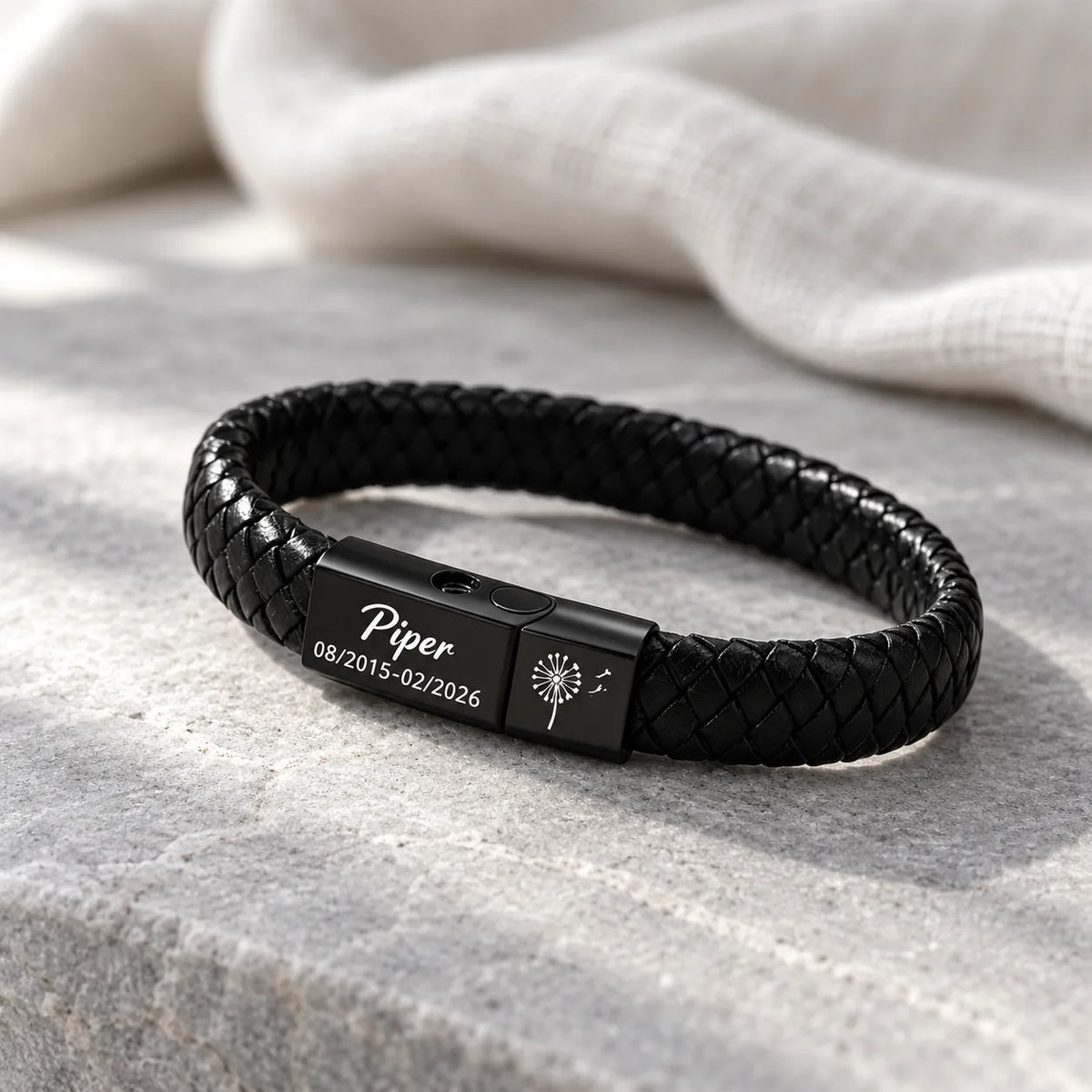 Personalized Memorial Ashes Leather Bracelet