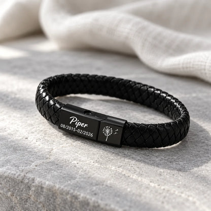 Personalized Memorial Ashes Leather Bracelet