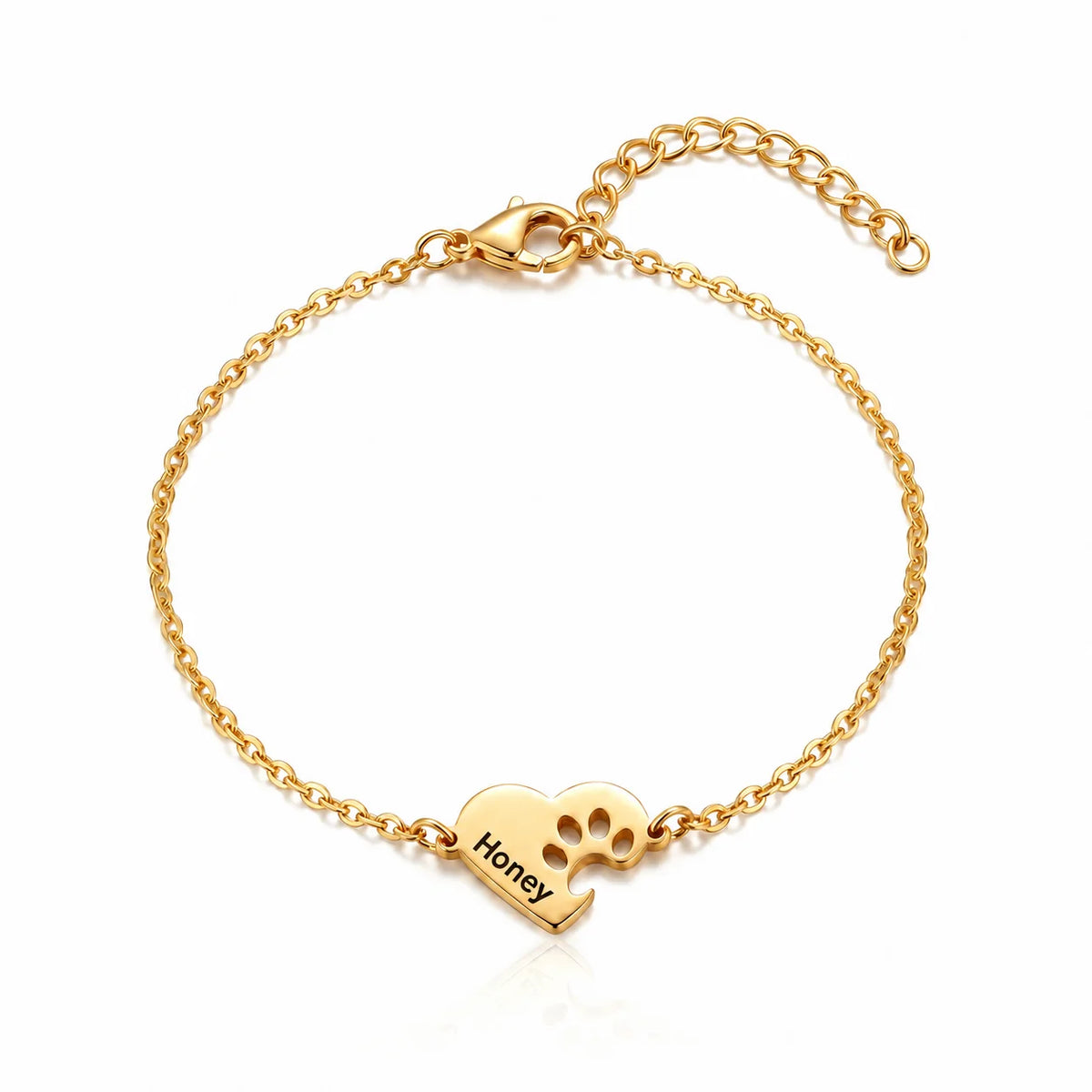 Personalized Paw Print Heart Bracelet