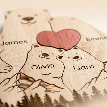Personalized Bear Family Puzzle – Heart Hug Design