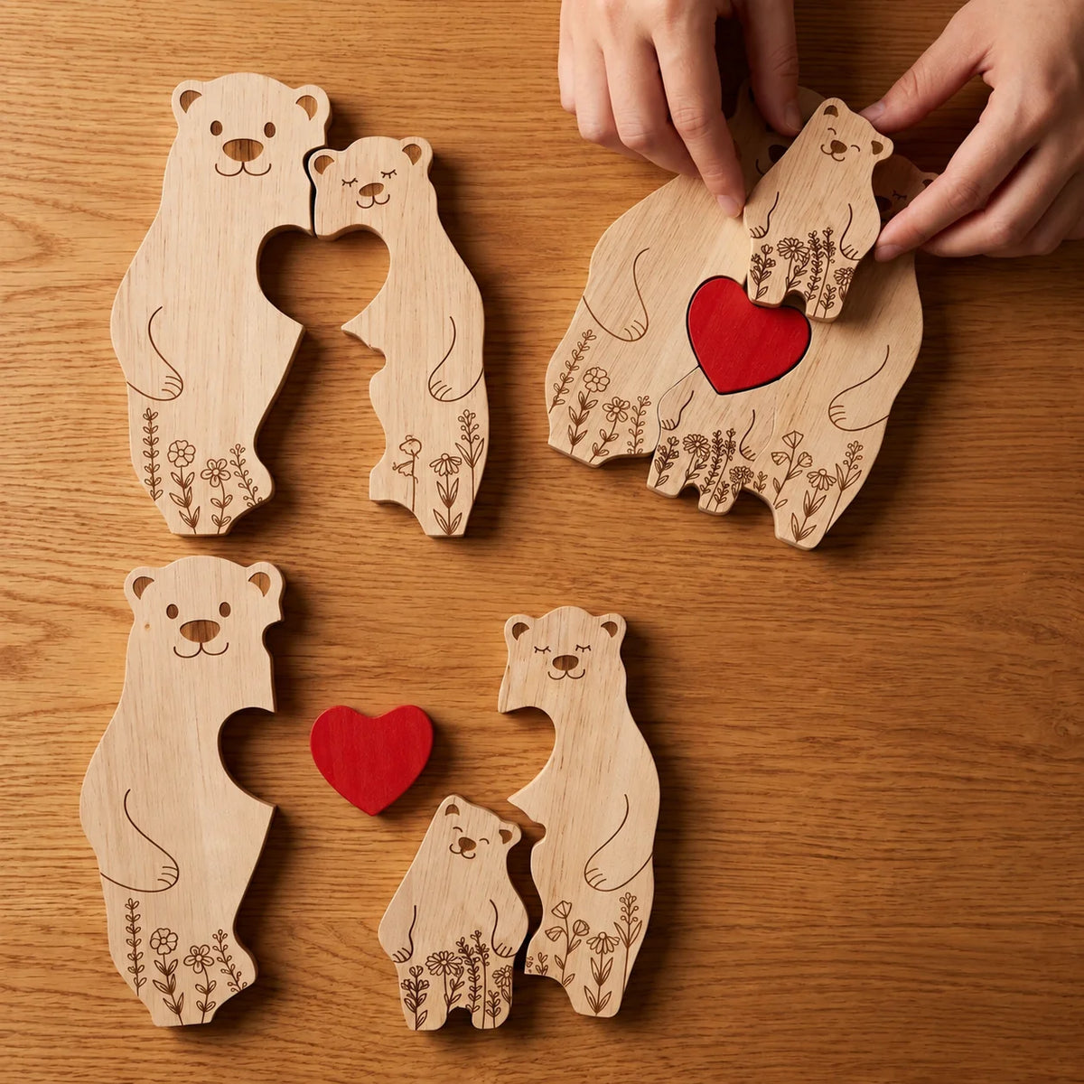Personalized Bear Family Keepsake – Parent & Cubs Design
