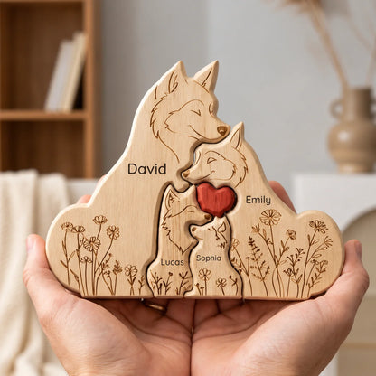 Plaque de famille loup personnalisée – Meute protectrice