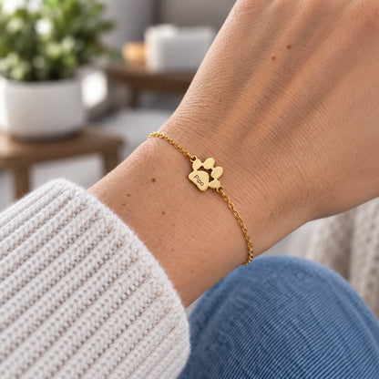 Personalized Paw Print Name Bracelet