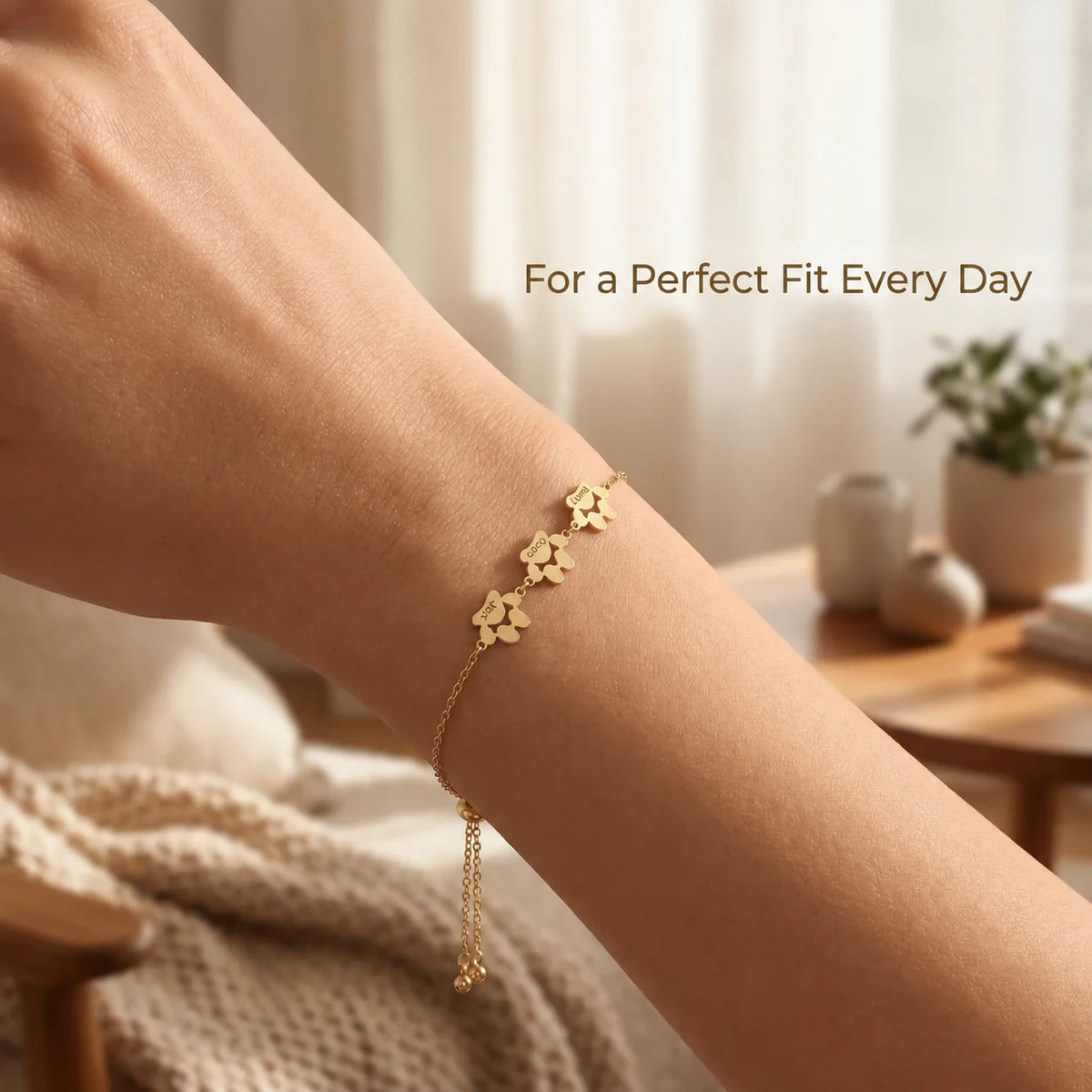 Personalized Paw Print Name Bracelet