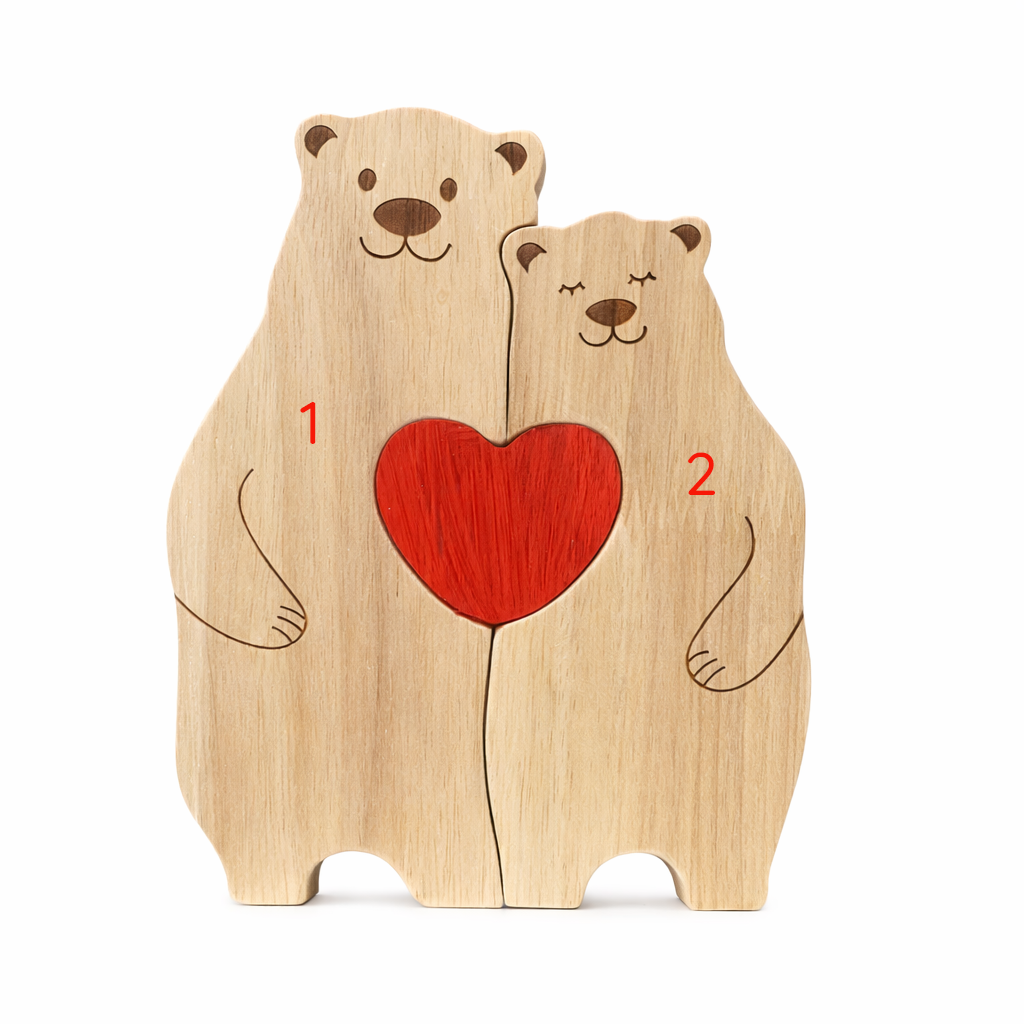 Custom Bear Family Wood Ornament – Personalized Name Keepsake