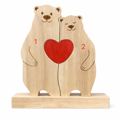 Custom Bear Family Wood Ornament – Personalized Name Keepsake