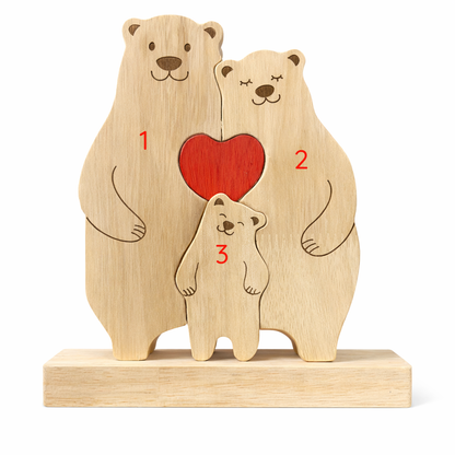 Custom Bear Family Wood Ornament – Personalized Name Keepsake
