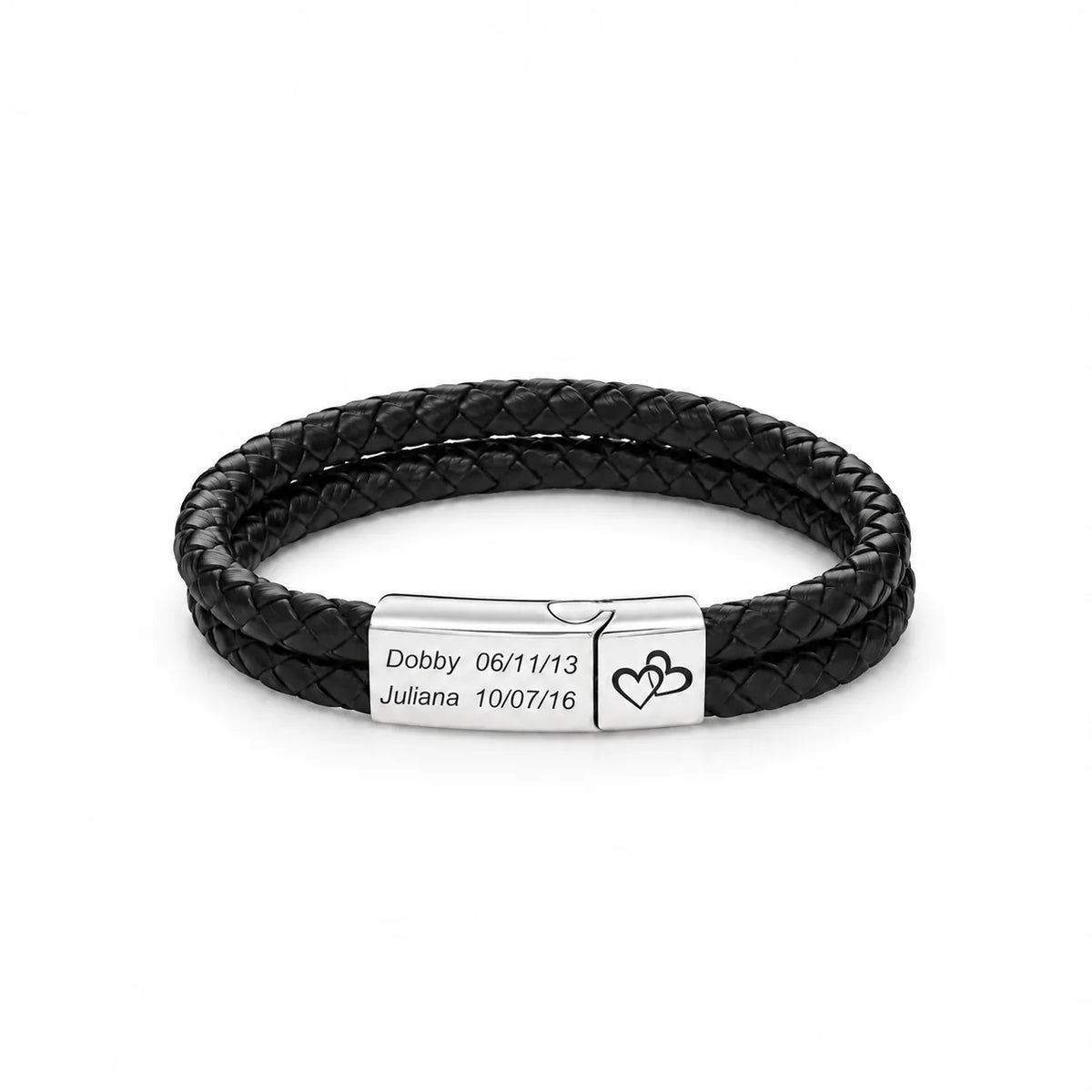 Personalized Double-Strand Leather Name Bracelet