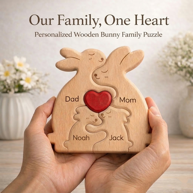 Personalized Rabbit Family Wooden Keepsake Ornament
